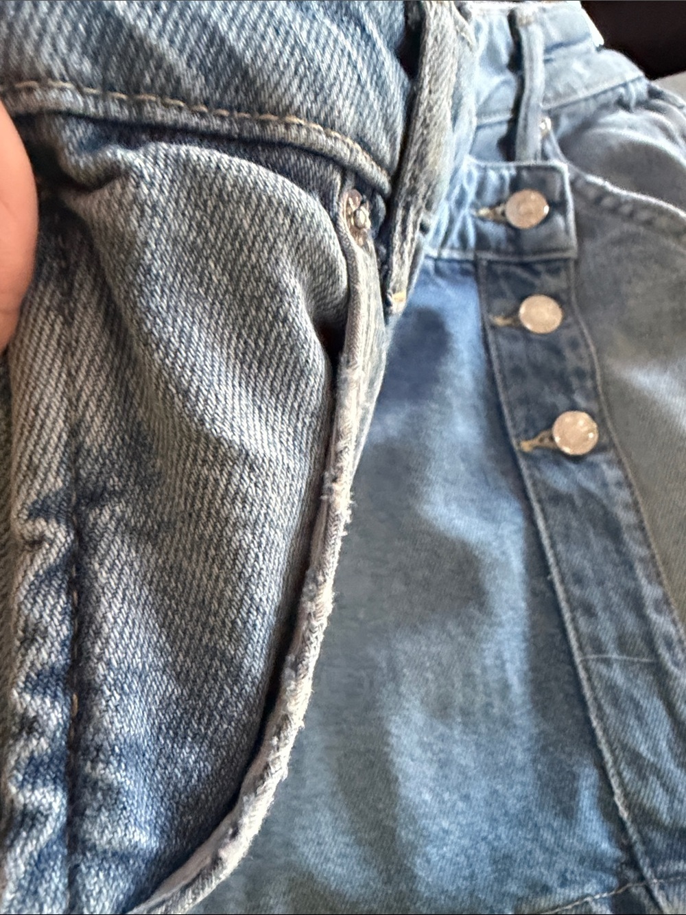 We The Free Light Blue Asymmetrical Button-Front Denim Mini Skirt - Picture 5 of 5
